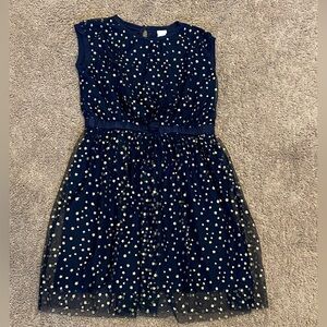 J.Crew Crewcuts Navy Blue Dress with Gold Star Tulle